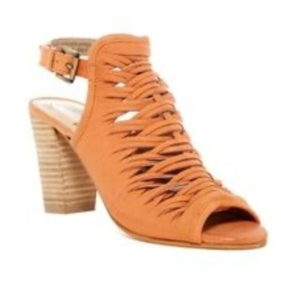 Sam Edelman Womens Holly Slingback Sandal Block Heel Ginger Real Leather Sz 9 US - Picture 1 of 13